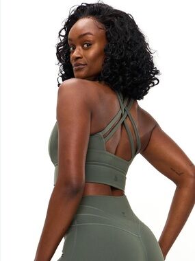 Phenix Olive Green Strappy Crisscross Sports Bra